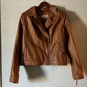 Leather Bomber Jacket - rich brown
